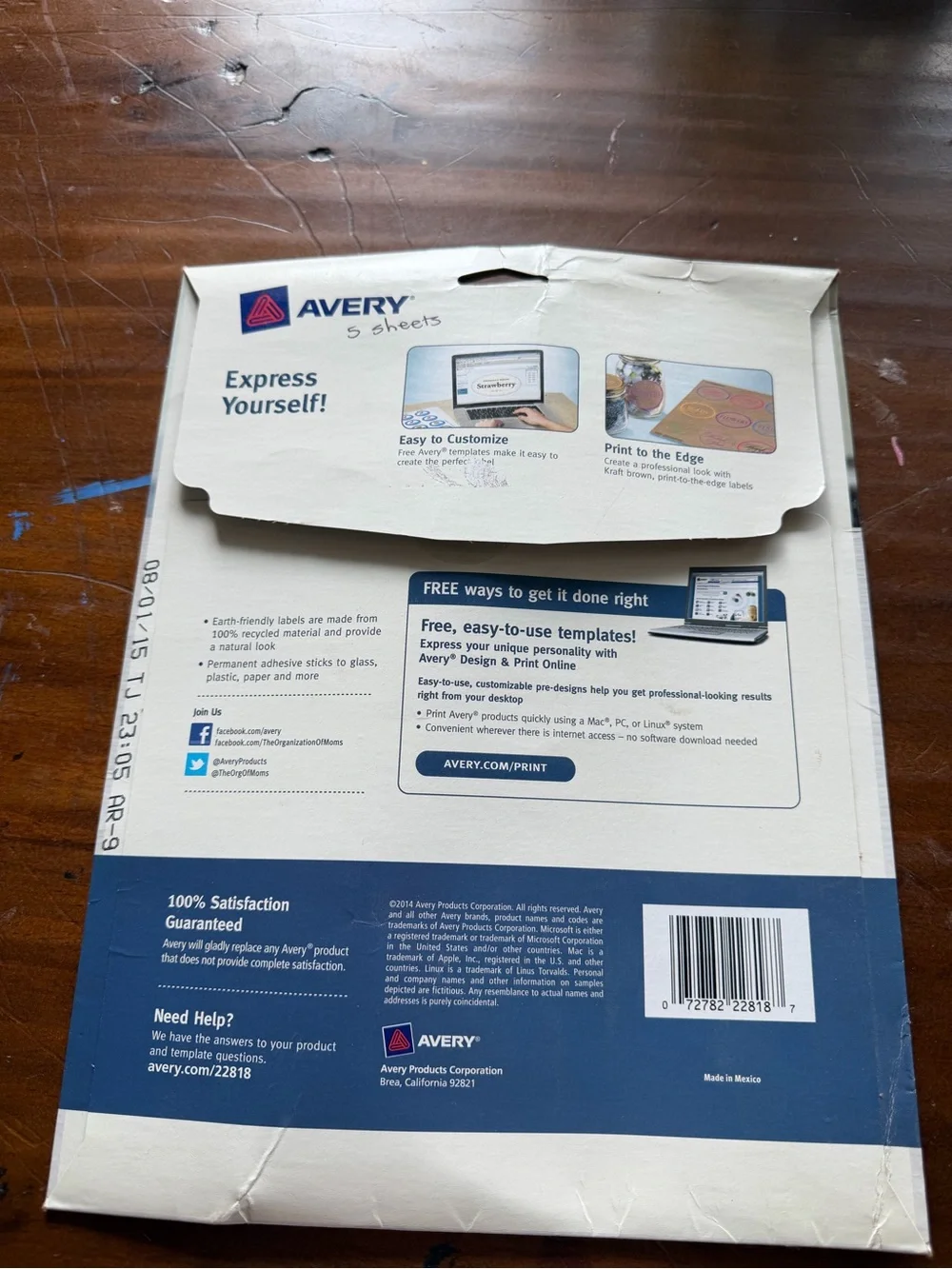 Avery 22818 Print-to-the-Edge Kraft Brown Round Labels 2½” – 45 Labels